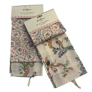 NEW 2 Sets CATH KIDSTON LONDON Spring Birds 2 pk Tea Towels - 4 Towels Total